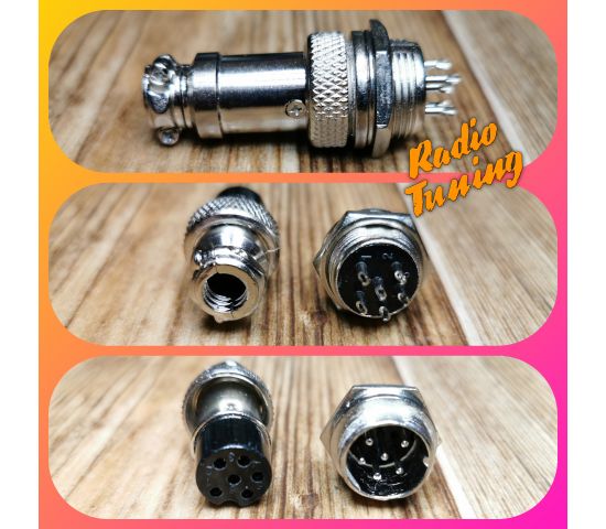 GX16-6  штекер + гнездо 